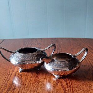 MCM  Wilcox Silver Co. Silver plated Creamer & Sugar  #1950